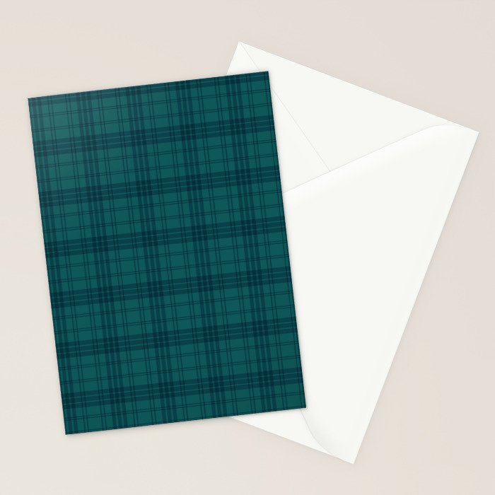 Dark Teal Plaid Stationery Card Gallery Image 2