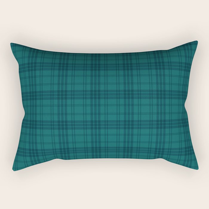 Dark Teal Plaid Rectangular Pillow Gallery Image 1