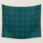 Dark Teal Plaid Wall Tapestry Gallery Image 4
