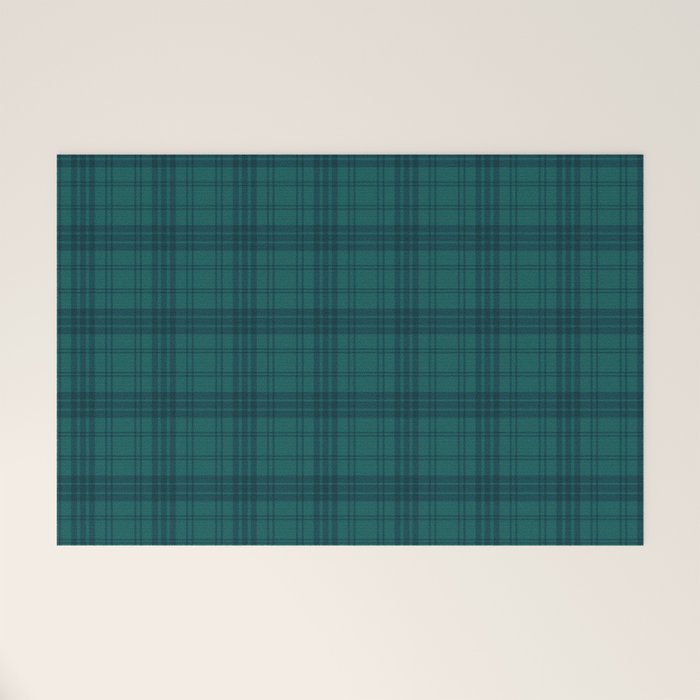 Dark Teal Plaid Welcome Mat Gallery Image 1
