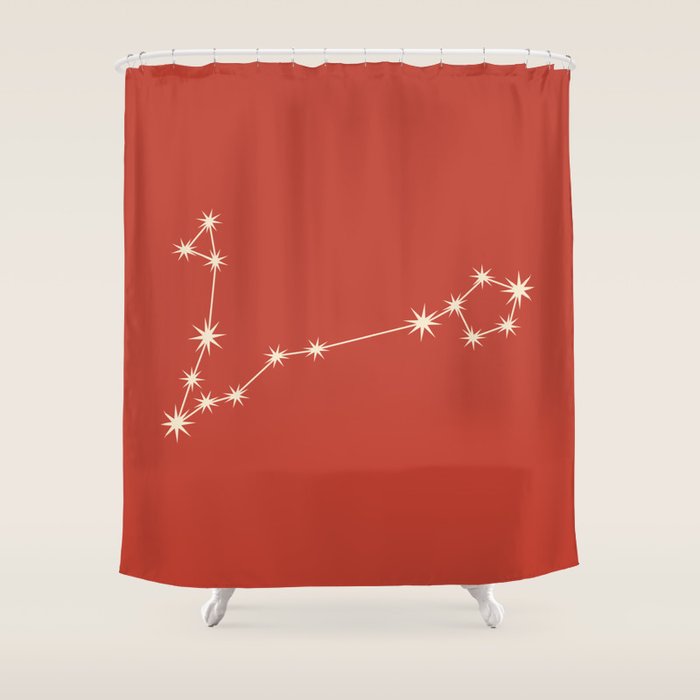 Pisces Zodiac Star Constellation Line Art Red Shower Curtain Gallery Image 1