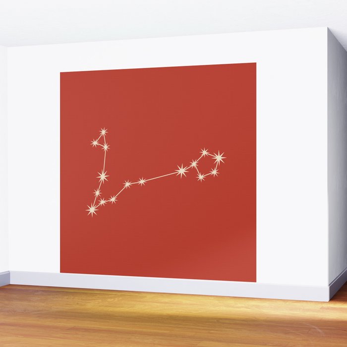 Pisces Zodiac Star Constellation Line Art Red Wall Mural Gallery Image 2