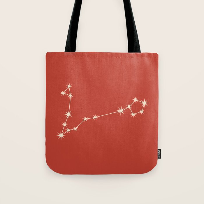 Pisces Zodiac Star Constellation Line Art Red Tote Bag Gallery Image 1