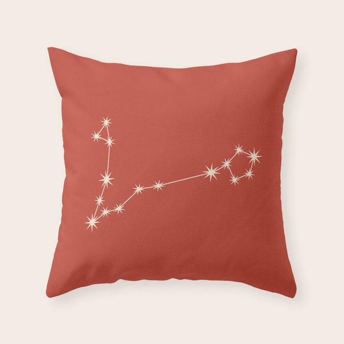 Pisces Zodiac Star Constellation Line Art Red Throw Pillow Gallery Image 1