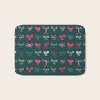 Christmas bows pattern green pink red Bath Mat Gallery Image 1