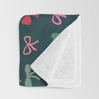 Christmas bows pattern green pink red Throw Blanket Gallery Image 3