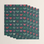 Christmas bows pattern green pink red Wrapping Paper Gallery Image 3