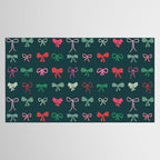 Christmas bows pattern green pink red Tablecloth Gallery Image 2