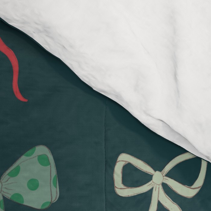 Christmas bows pattern green pink red Comforter Gallery Image 4