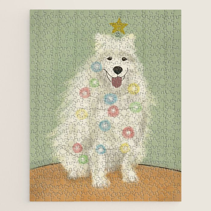 Lit up Holiday Samoyed Jigsaw Puzzle Gallery Image 1