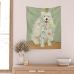 Lit up Holiday Samoyed Wall Tapestry Gallery Image 2