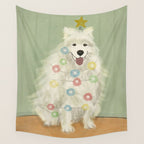 Lit up Holiday Samoyed Wall Tapestry Gallery Image 4