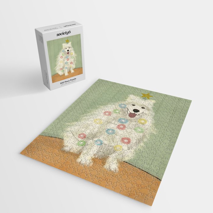 Lit up Holiday Samoyed Jigsaw Puzzle Gallery Image 2
