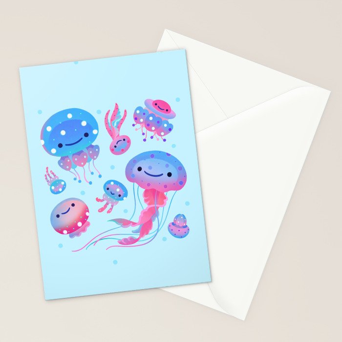 Polka dot jellyfish Stationery Card Gallery Image 2
