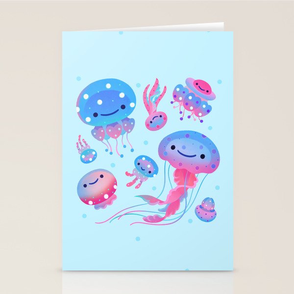 Polka dot jellyfish Stationery Card Gallery Image 2