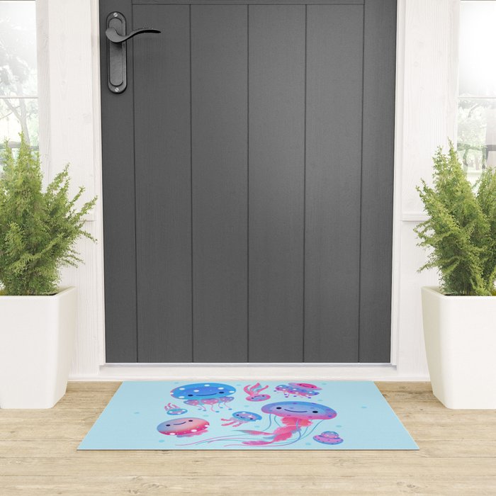 Polka dot jellyfish Welcome Mat Gallery Image 3