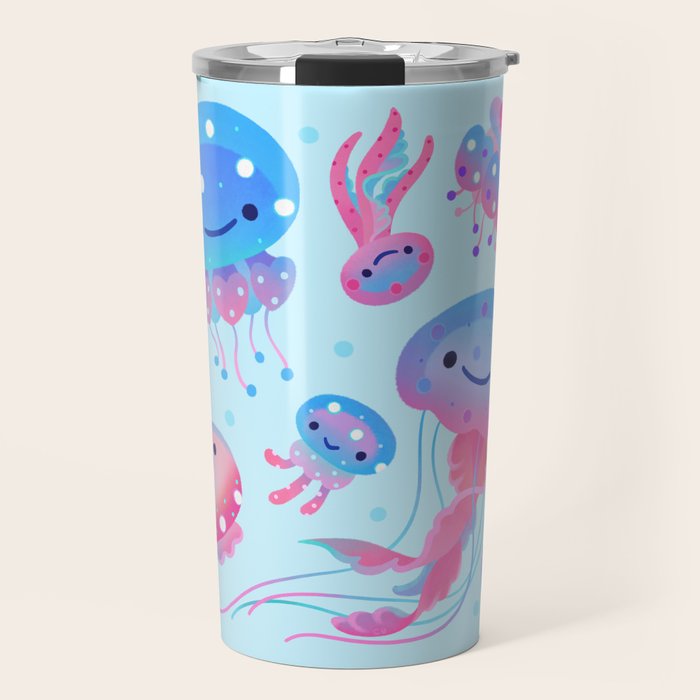 Polka dot jellyfish Travel Mug Gallery Image 1