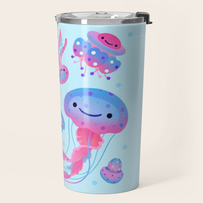 Polka dot jellyfish Travel Mug Gallery Image 2