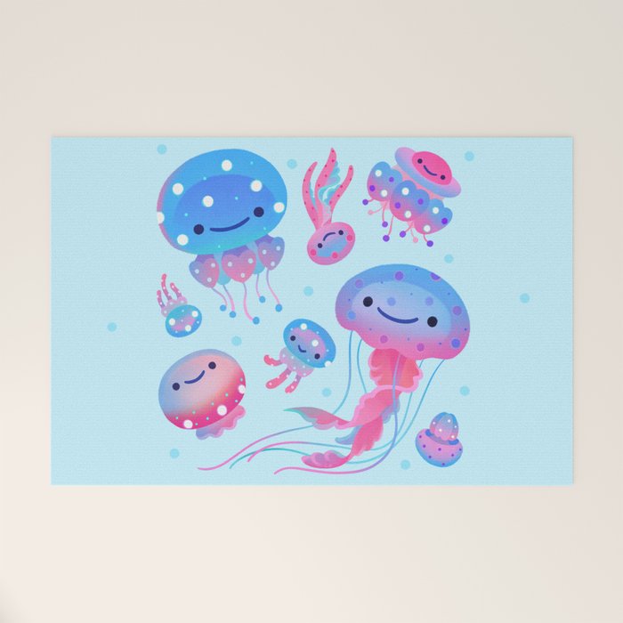 Polka dot jellyfish Welcome Mat Gallery Image 1