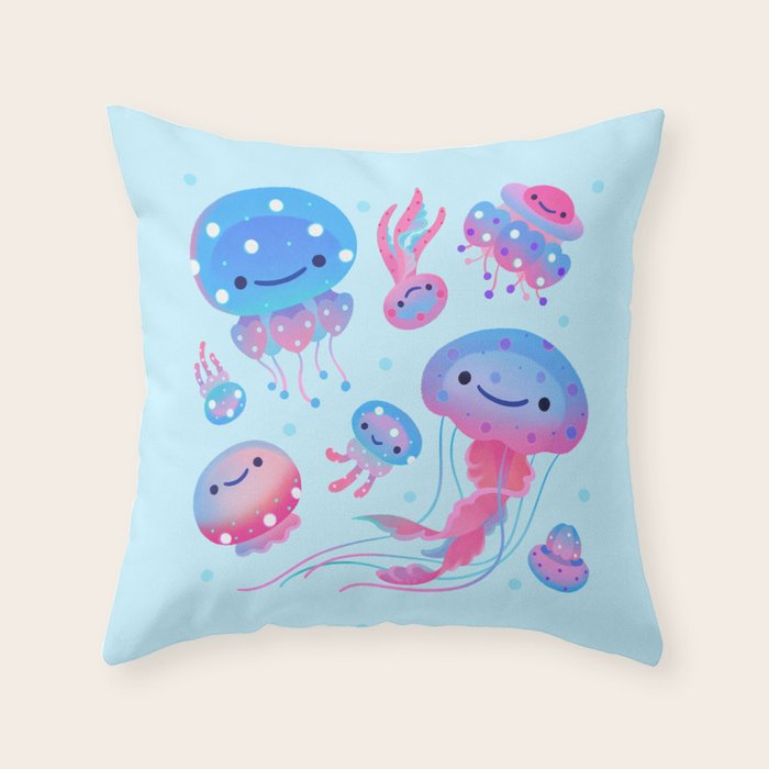 Polka dot jellyfish Throw Pillow Gallery Image 6