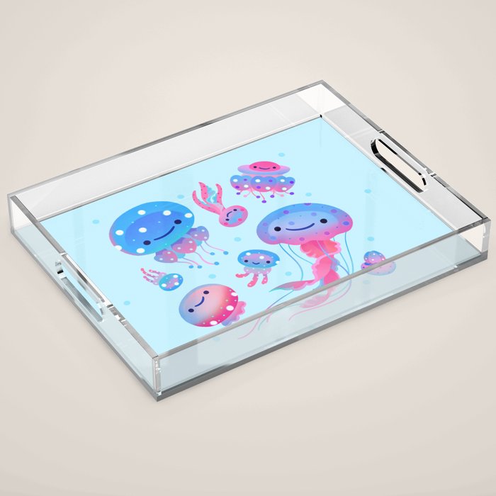 Polka dot jellyfish Acrylic Tray Gallery Image 1