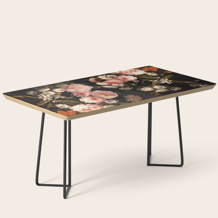 Antique Botanical Shiny Peach Roses And Chamomile Midnight Garden 2 Coffee Table Gallery Image 1