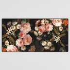 Antique Botanical Shiny Peach Roses And Chamomile Midnight Garden 2 Desk Mat Gallery Image 3