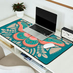 Moth Floral | Teal Desk Mat Gallery Image 2