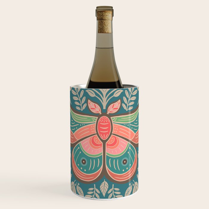 Moth Floral | Teal Wine Chiller Gallery Image 1
