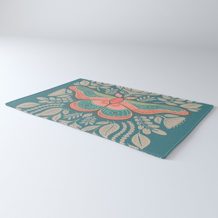 Moth Floral | Teal Rug Gallery Image 3