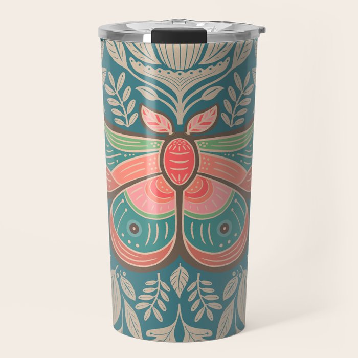 Moth Floral | Teal Travel Mug Gallery Image 1