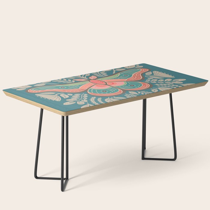 Moth Floral | Teal Coffee Table Gallery Image 1