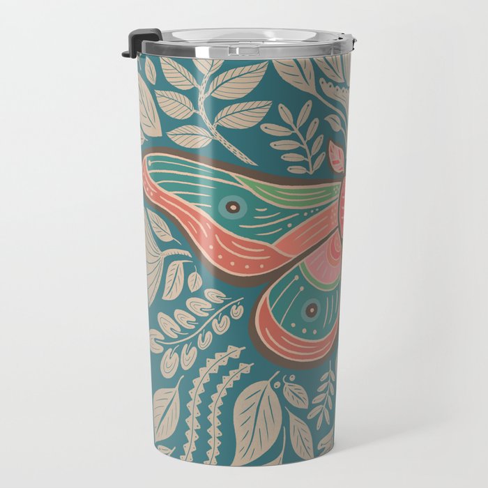 Moth Floral | Teal Travel Mug Gallery Image 3