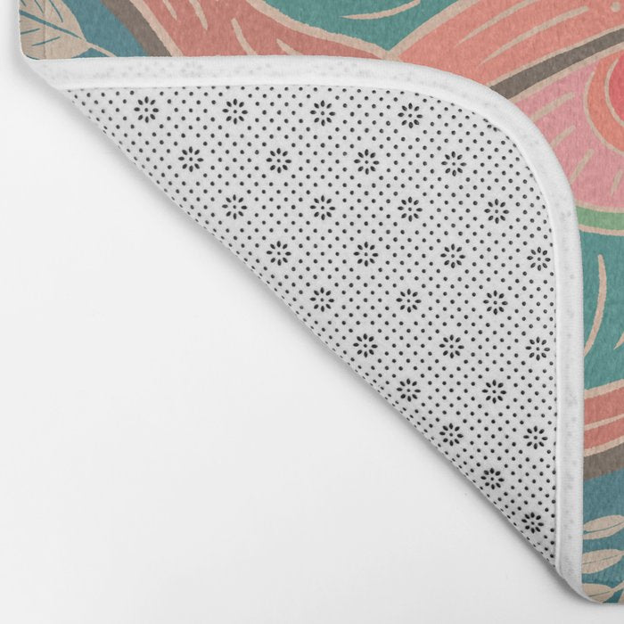 Moth Floral | Teal Bath Mat Gallery Image 2