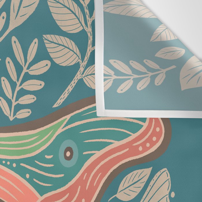 Moth Floral | Teal Wall Tapestry Gallery Image 3