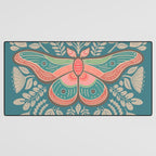 Moth Floral | Teal Desk Mat Gallery Image 3