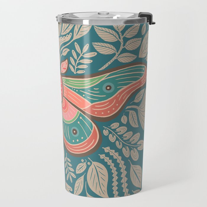 Moth Floral | Teal Travel Mug Gallery Image 2