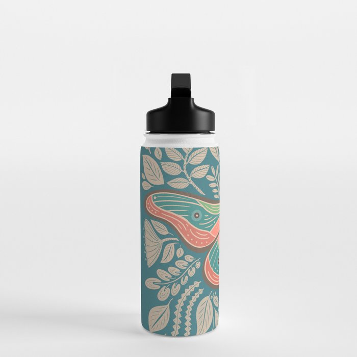 Moth Floral | Teal Water Bottle Gallery Image 3