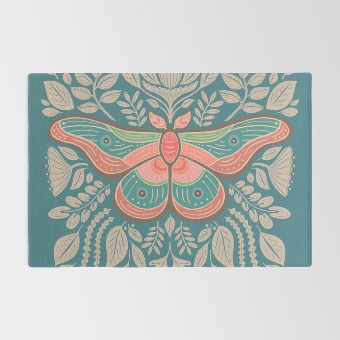 Moth Floral | Teal Rug Gallery Image 2