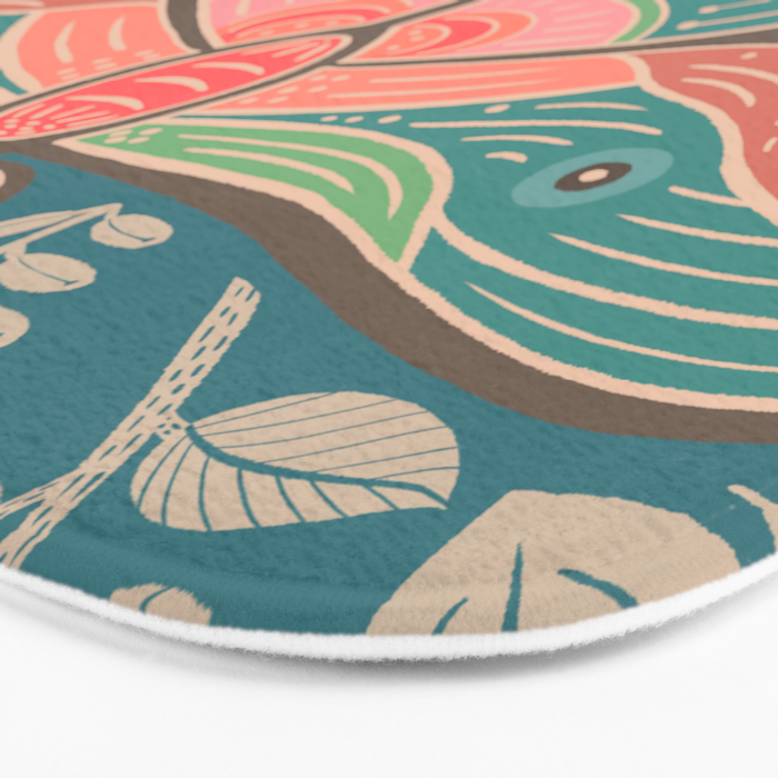 Moth Floral | Teal Bath Mat Gallery Image 3