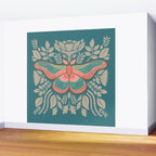 Moth Floral | Teal Wall Mural Gallery Image 2