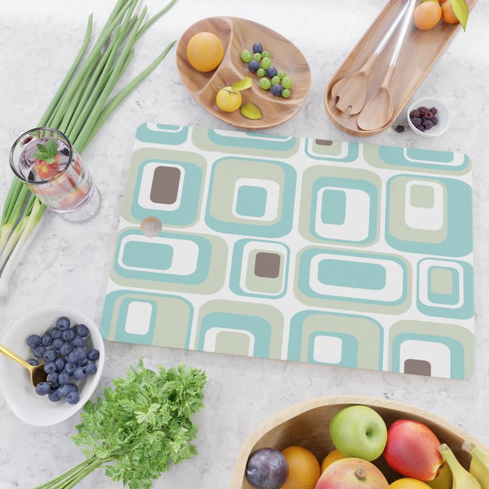 Retro Rectangles Mid Century Modern Geometric Vintage Style Cutting Board Gallery Image 2