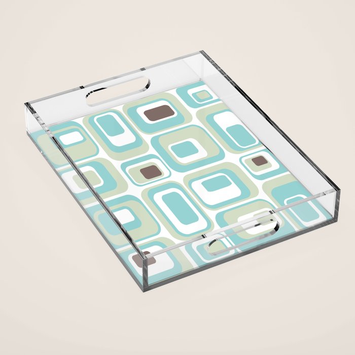 Retro Rectangles Mid Century Modern Geometric Vintage Style Acrylic Tray Gallery Image 1