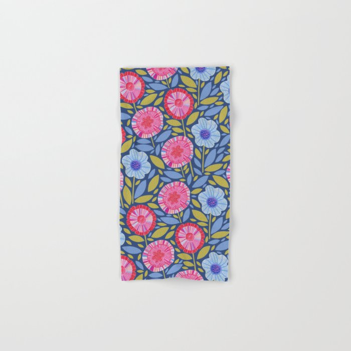 Folk Floral Blossoms in Eggplant Purple Bath Towel Gallery Image 1