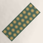 Boho Summer Sun Pattern X Kelly Green and Yellow Yoga Mat Gallery Image 1