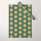 Boho Summer Sun Pattern X Kelly Green and Yellow Wrapping Paper Gallery Image 1