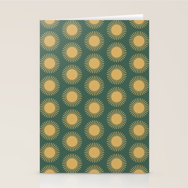 Boho Summer Sun Pattern X Kelly Green and Yellow Stationery Card Gallery Image 2
