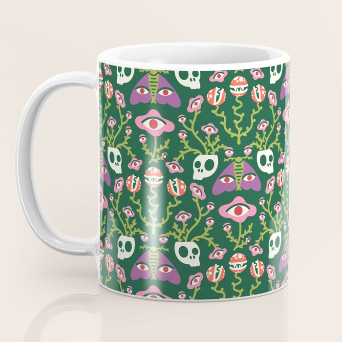 Botanical Skull and Moth Coffee Mug Gallery Image 3