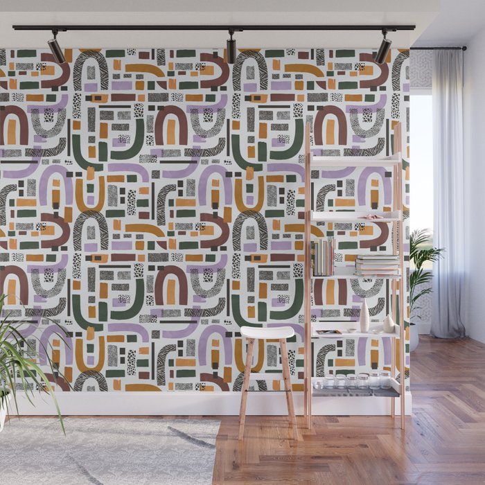 Shapes and animal print C Wall Mural Gallery Image 1