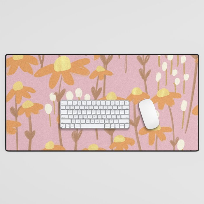Chamomile Dream Pink Desk Mat Gallery Image 1